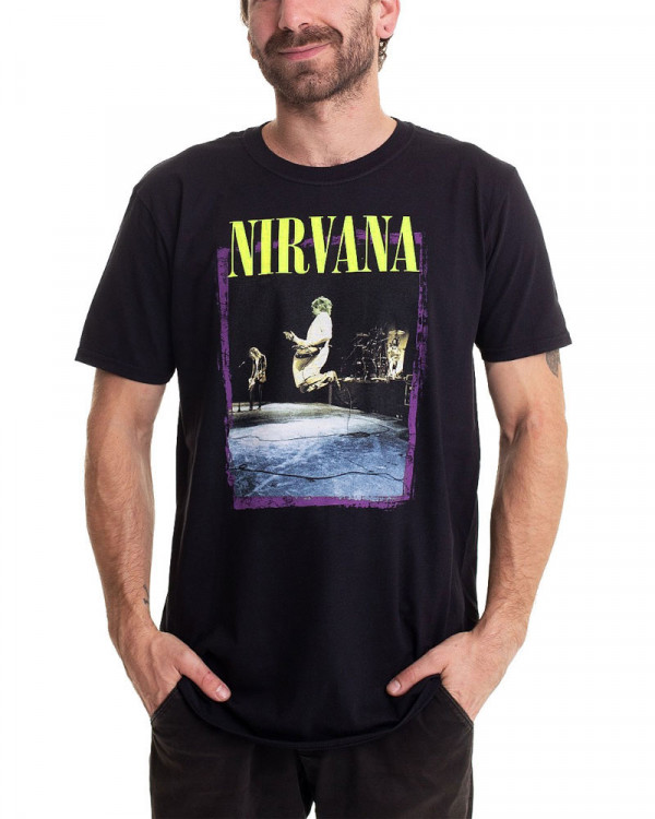 Nirvana - Stage Jump Black Men's T-Shirt