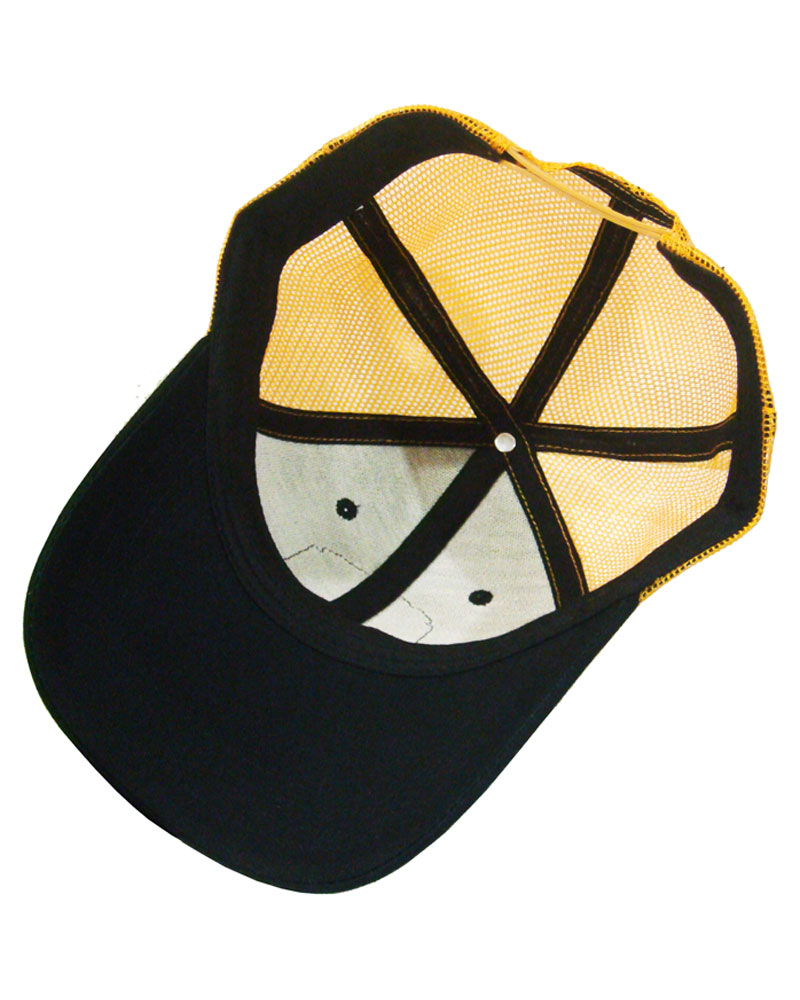 black yellow trucker hat