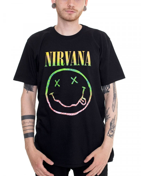 Nirvana - Sorbet Ray Smiley Black Men's T-Shirt