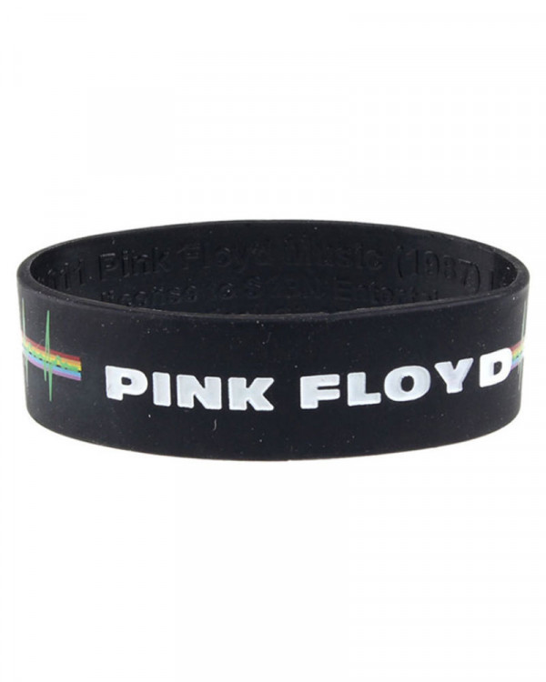 Pink Floyd - Logo And Pulse Black Gummy Wristband